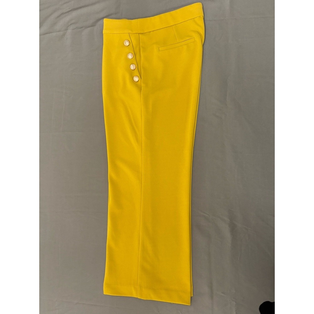Jules & Leopold Mustard Yellow Women's Cropped Button-Accent Pants Size M - Picture 2 of 12